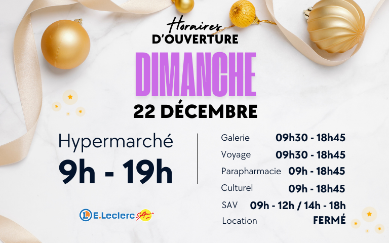 horaires dimanche 22 dec