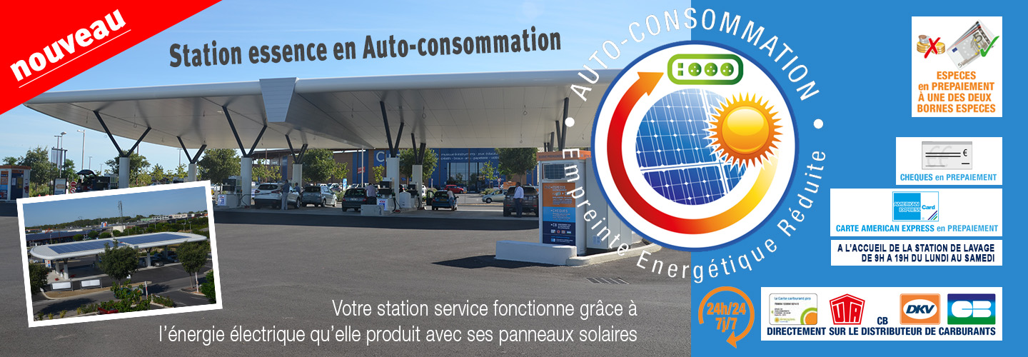 La nouvelle station service E.Leclerc Saint-Aunès fonctionne grâce à l'énergie électrique qu'elle produit avec ses panneaux solaires